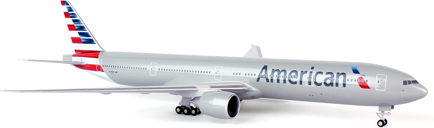 SkyMarks American Airlines Boeing 777-300 1/200 Airplane Model Kit – New Livery Highly Detailed Snap-Fit Collectible with Display Stand for Adult Collectors Ages 14+