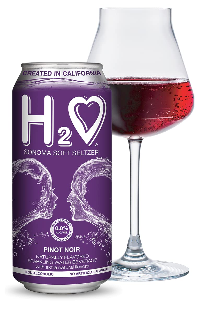 H2o - The Best Non Alcoholic Red Wine - Infused California Sparkling Refreshment, 0.0% Alcohol, (Pinot Noir, Pack of 4-12 Fl oz)