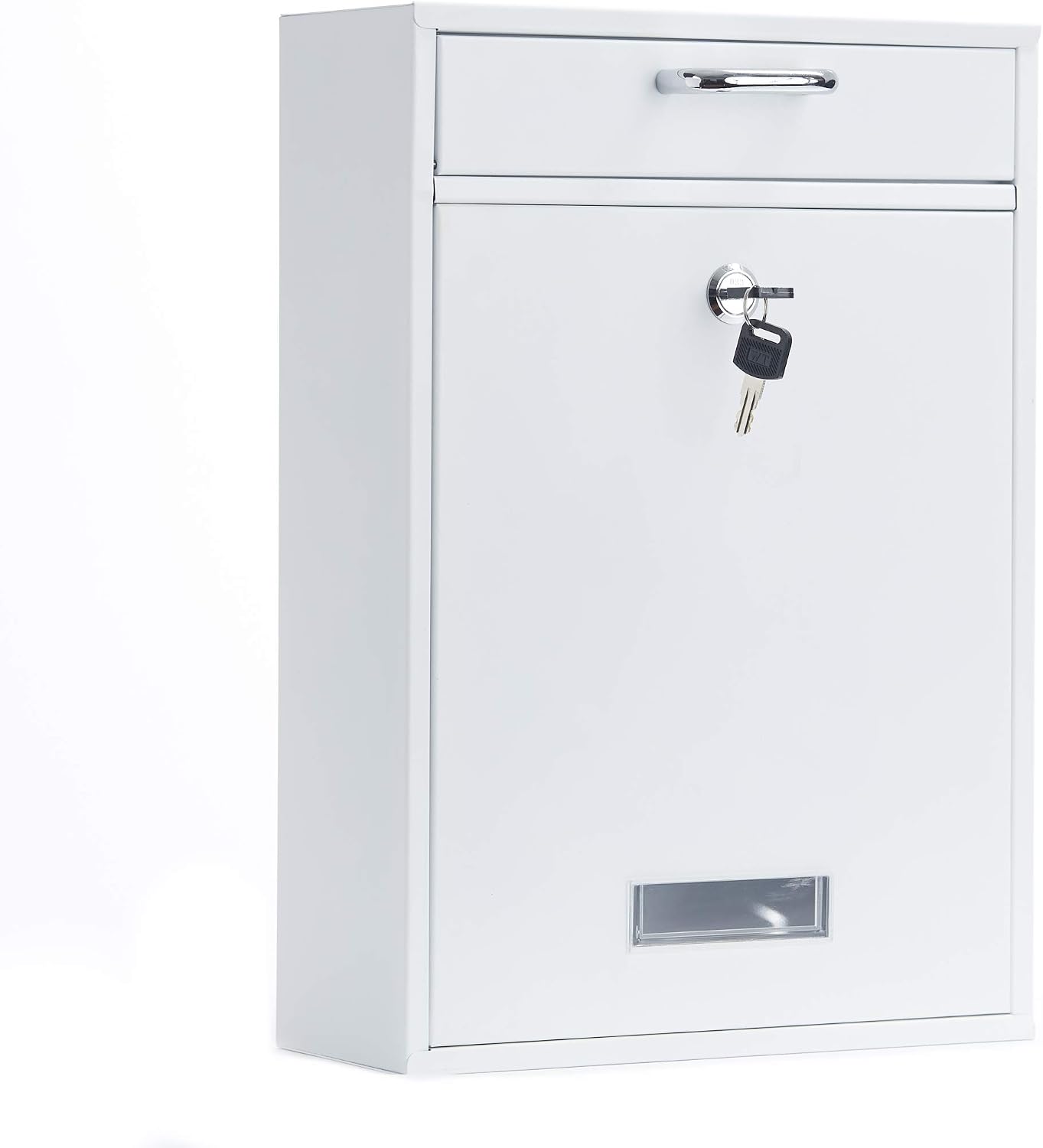 Wall Mounted Locking Vertical Dropbox Mailbox - Safe and Secure (Large) | Made with Galvanized Steel (Black)