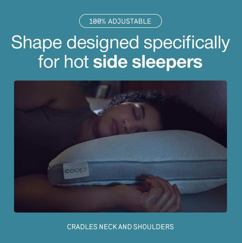Coop Home Goods Eden Bed Pillow Queen Size for Sleeping on Back, Stomach and Side Sleeper- Medium Soft Memory Foam Cooling Gel - CertiPUR-US/GREENGUARD Gold