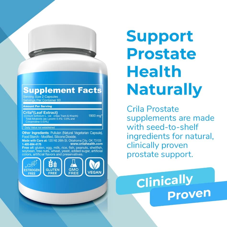 CRILA Saw Palmetto Alternative | Natural Crinum Latifolium Prostate Dietary Supplement I 2 Month Supply | Nighttime Prostate for Men*, Mens Sleep* | Patented Prostate Support