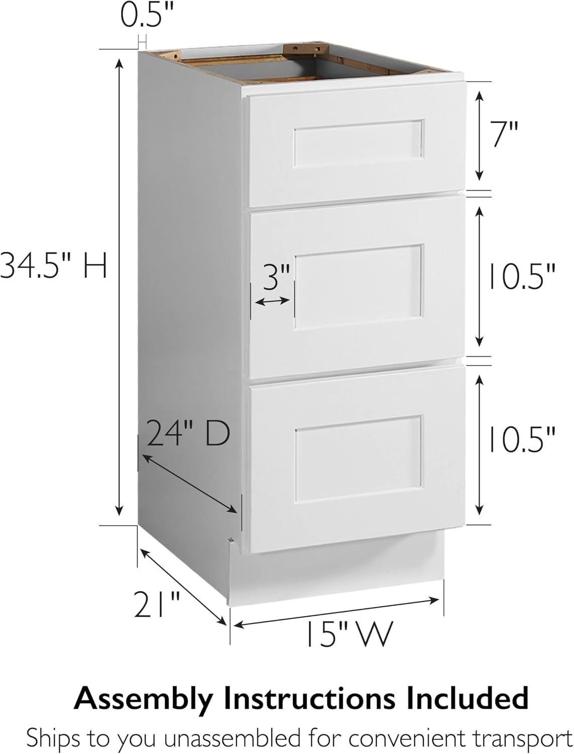 Brookings Shaker Unassembled Base Kitchen Cabinet B18, 18 W x 24 D x 34.5 H, Painted White with Sherwin Williams®, Solid Wood – Design House, 561340 | Adjustable Shelves, Adjustable Hinges, Floor Mount, Contemporary/Modern, Wood, Kitchen, 561340