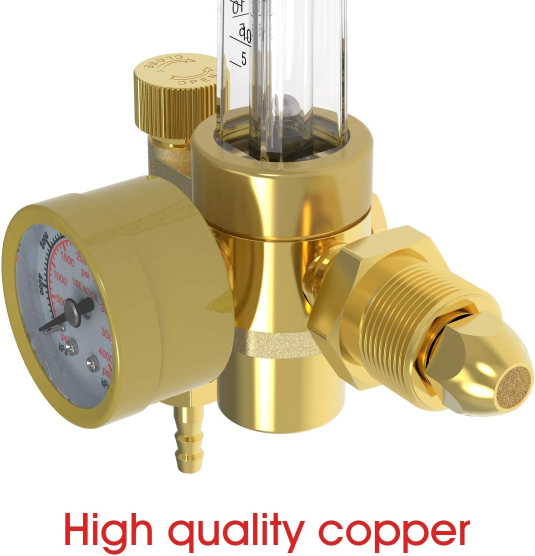 YESWELDER Welding Gas Flowmeter, Leak-Proof Argon CO2 Pressure Gauge with