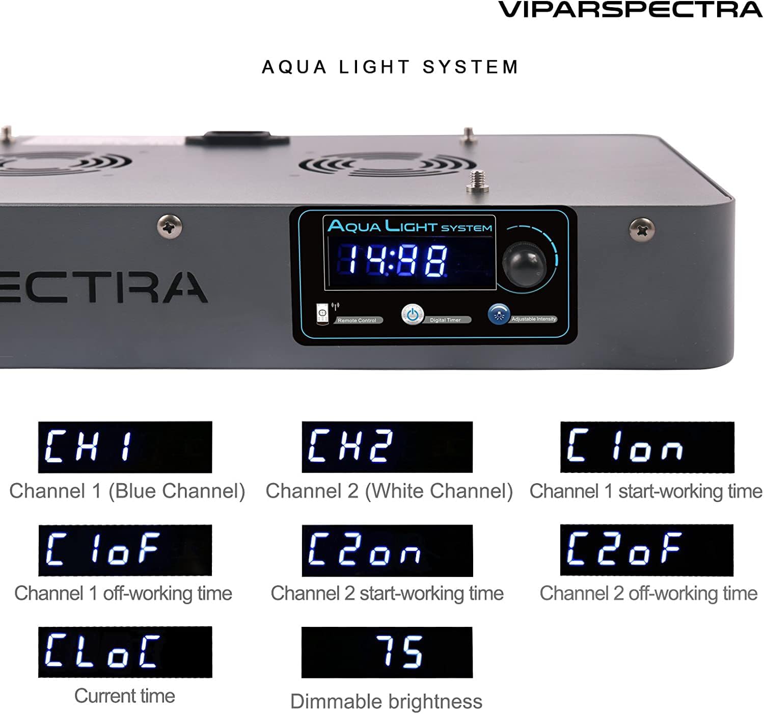 VIPARSPECTRA 165W LED Aquarium Light Dimmable Full Spectrum LED Reef Lights | LED Lamps for Coral Saltwater Fish Tank, Remote/Timer Control