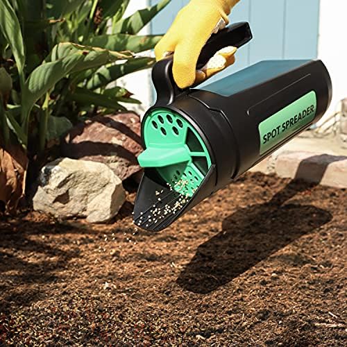 Hand Spreader Shaker for Seed, Salt, De-Icer, Ice Melt, Earth Food and Fertilizer - Multiple Opening Sizes for Any Need - Up to 80 Oz