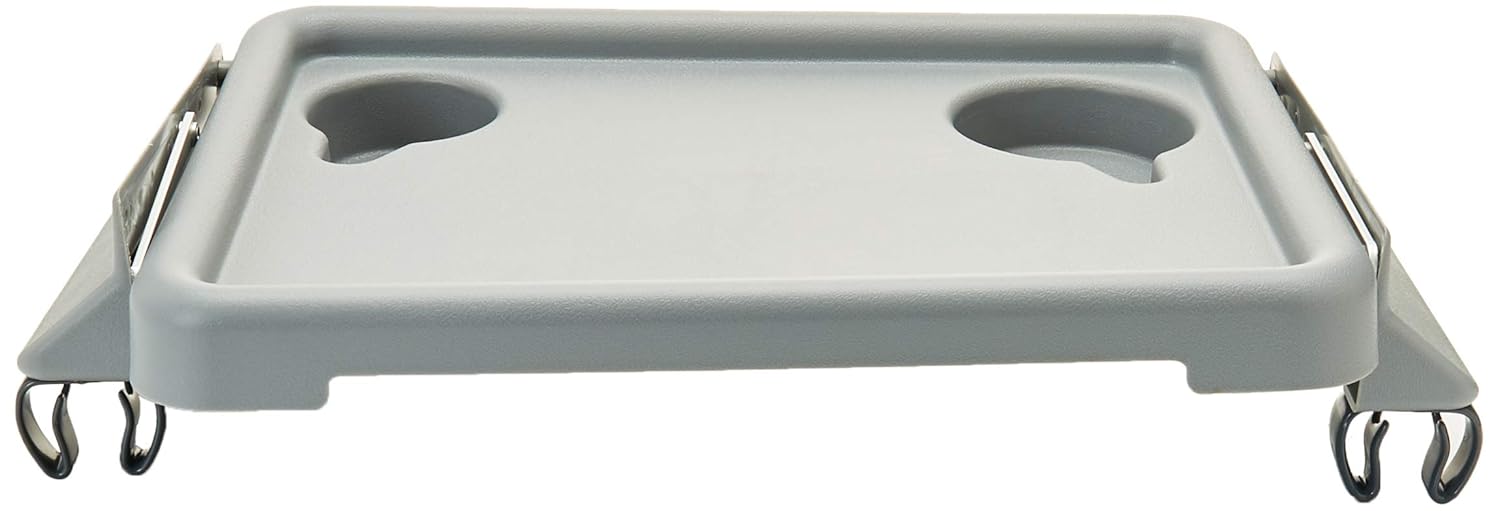 Lumex Folding Walker Tray with Cup Holders – Clip-On Walker Accessory, Tool-Free Installation, Grey