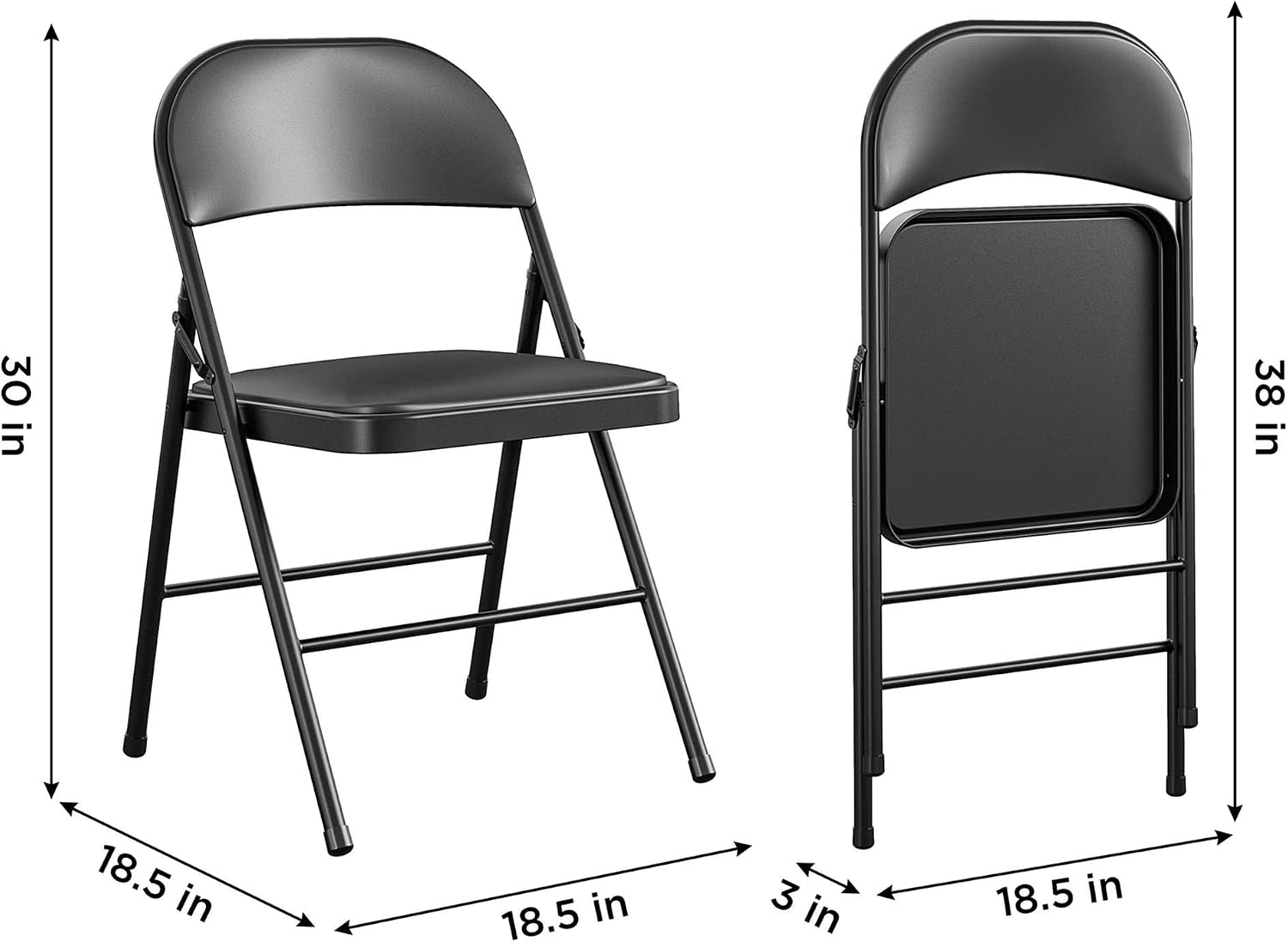 COSCO Vinyl Folding Chair, 4 Pack, Black