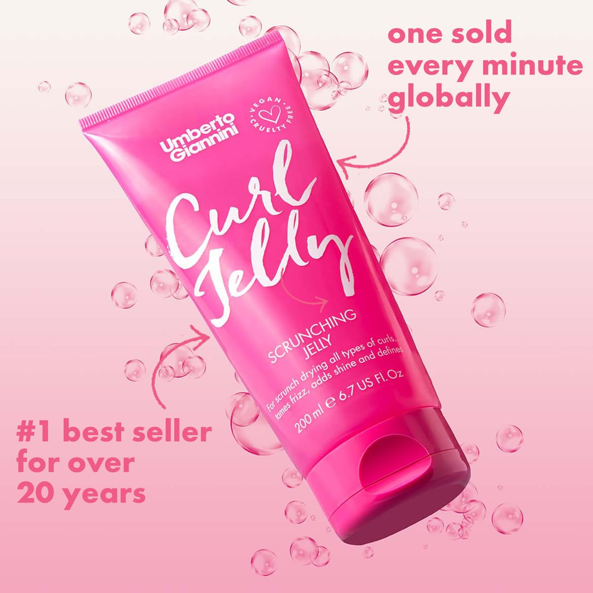 Umberto Giannini Curl Jelly Scrunching Jelly 6.7 fl Oz - Frizz Solution Defining Hair Gel for 2a-4c Curly, Wavy, Coily Hair - Vegan & Cruelty-Free