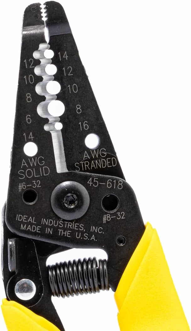 IDEAL Electrical Reflex Super T-Stripper Wire Strippers, 8–16 AWG Solid, 10–18 AWG Stranded, Ergonomic Wire Cutter and Stripping Tool with Textured Sleeves, Locking Handle
