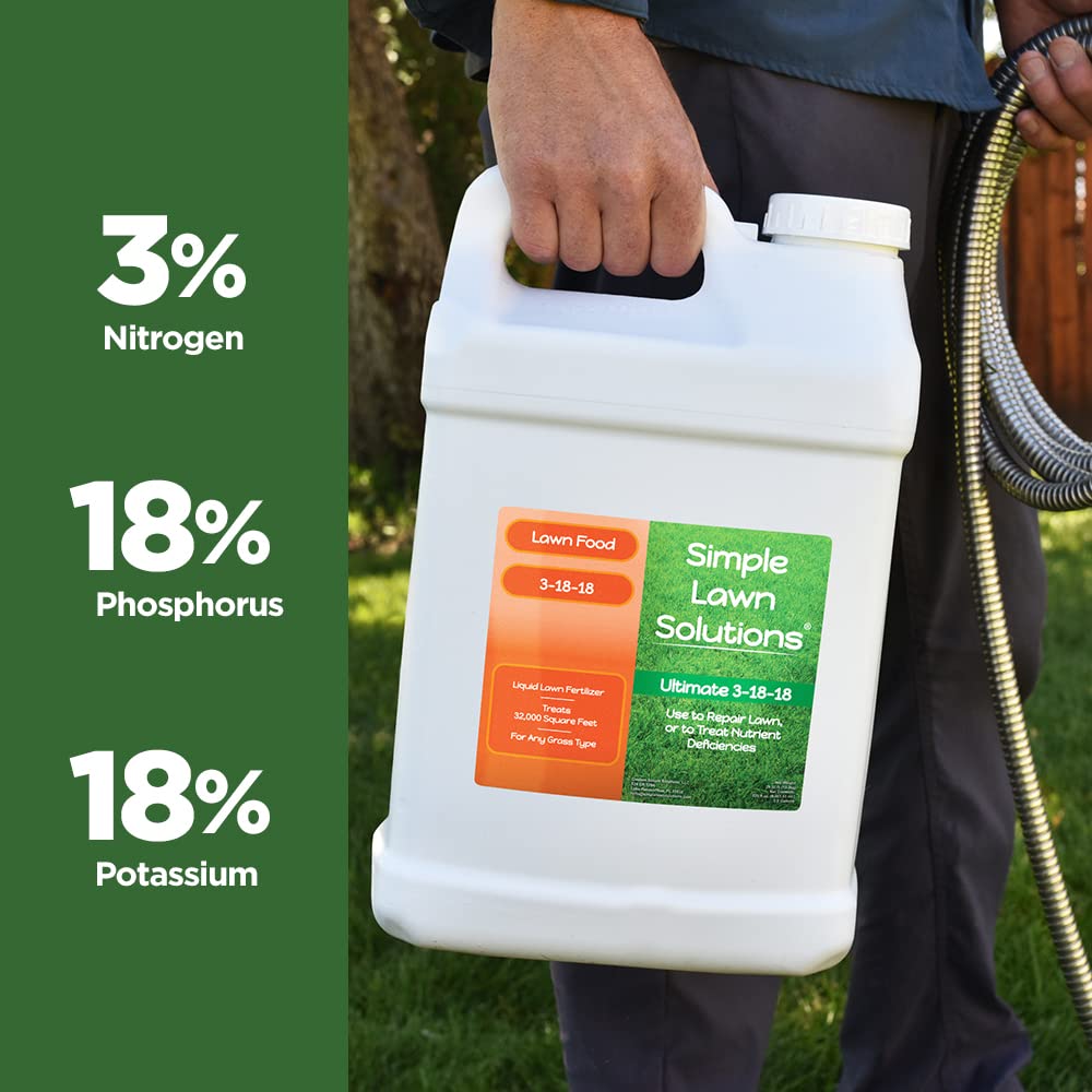 Ultimate 3-18-18 NPK- Lawn Food Quality Liquid Fertilizer- Easy to Use Concentrated Spray- Any Grass Type- Summer & Fall Nutrients- Simple Lawn Solutions - Turf Hardiness & Root Vigor (32 Ounce)