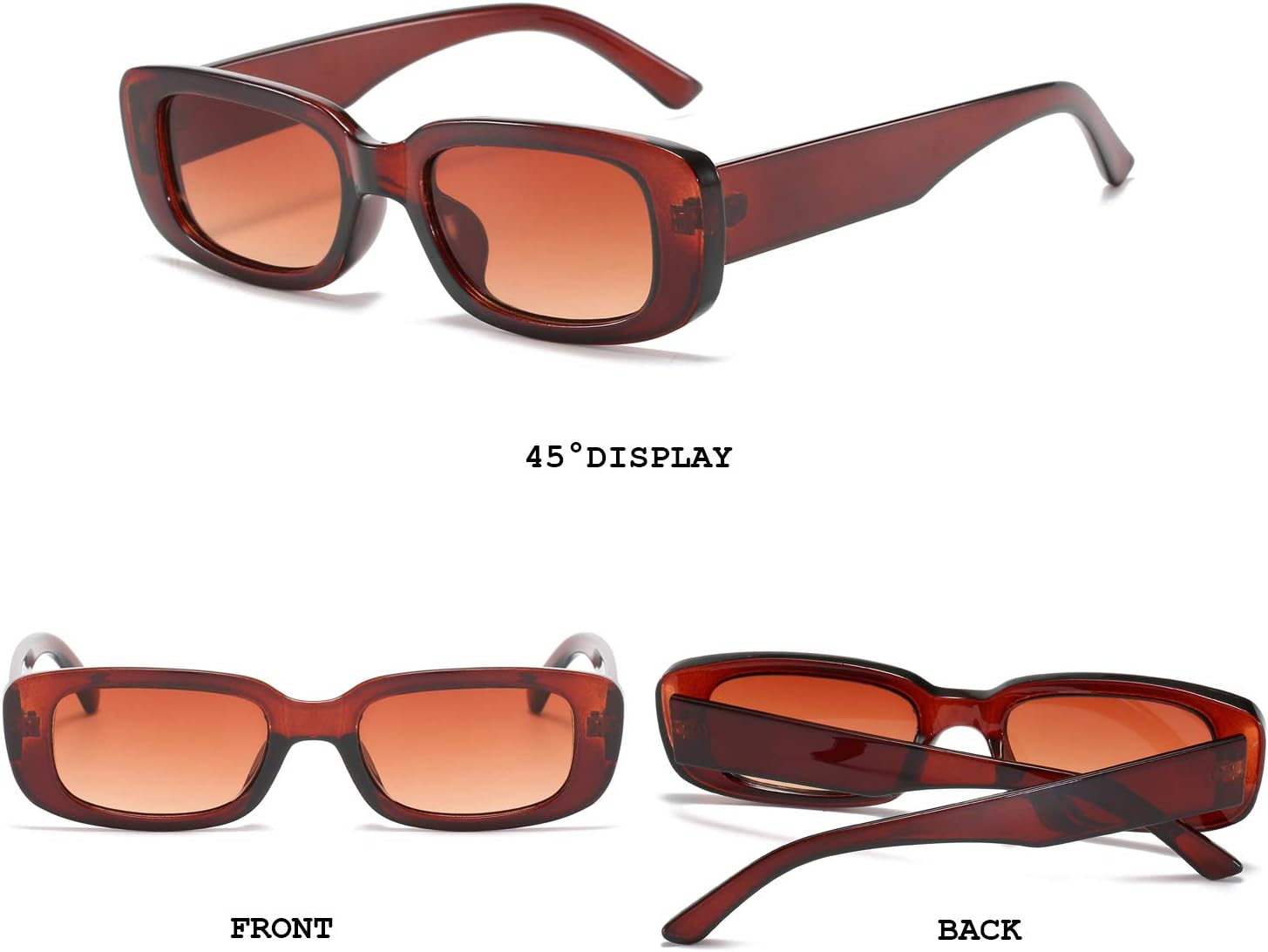 BUTABY Rectangle Sunglasses for Women Retro Driving Glasses 90’s Vintage Fashion Narrow Square Frame UV400 Protection