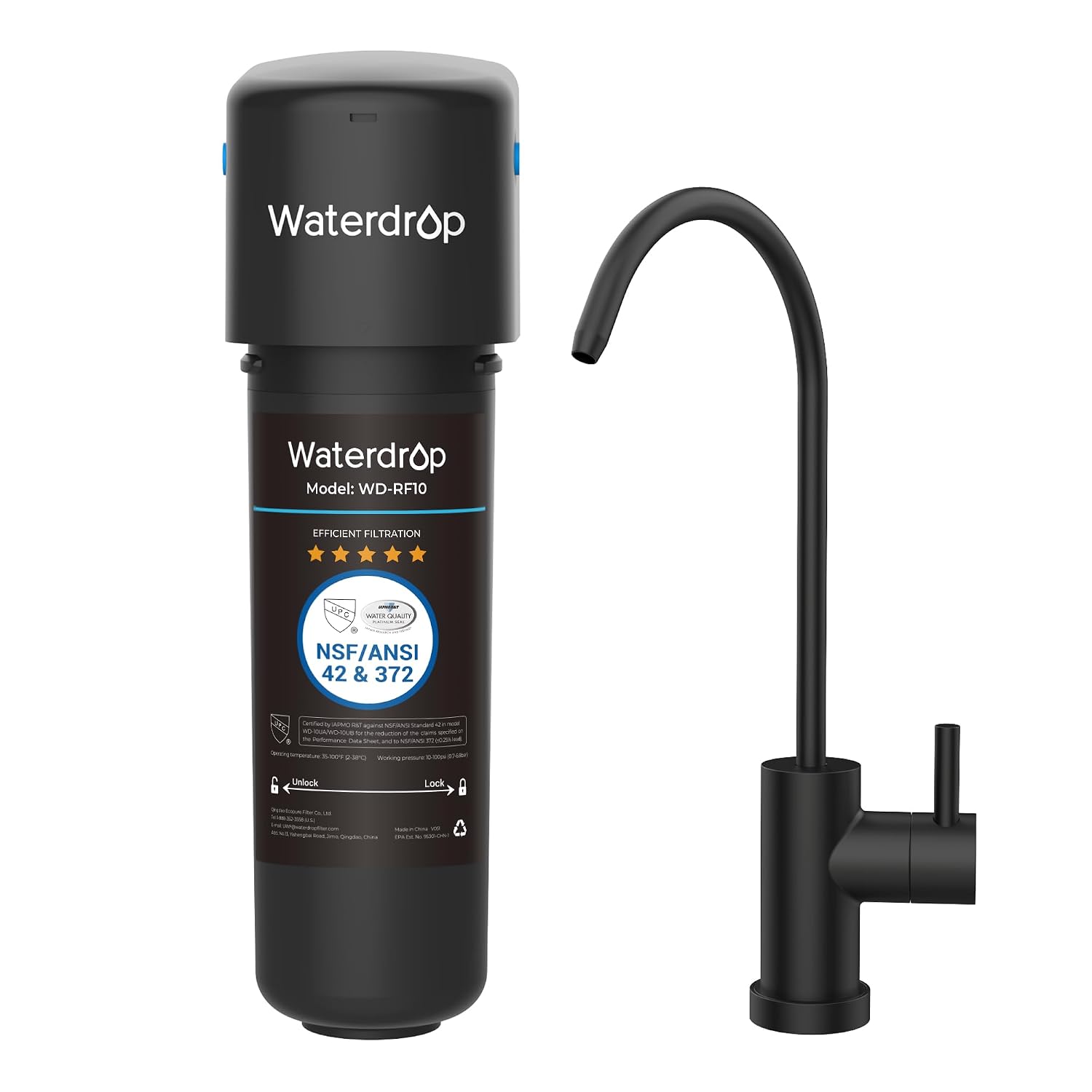 Waterdrop 10UB Under Sink Water Filter System with Dedicated Faucet