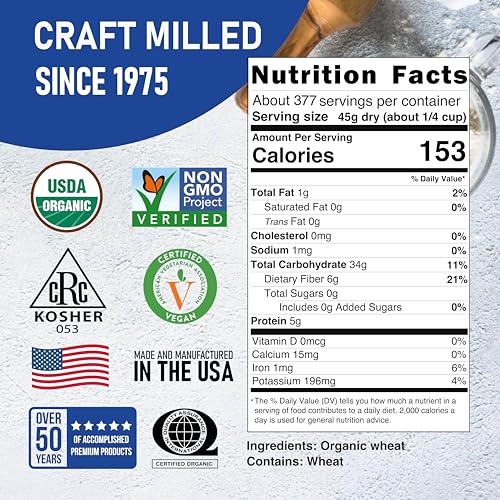 Great River Milling Organic Soft White Wheat Berries, Non-GMO, 25 lb | Organic Soft White Wheat Berries for home-milled flour for cakes, muffins, biscuits, pancakes, cookies and pie crust; mild
