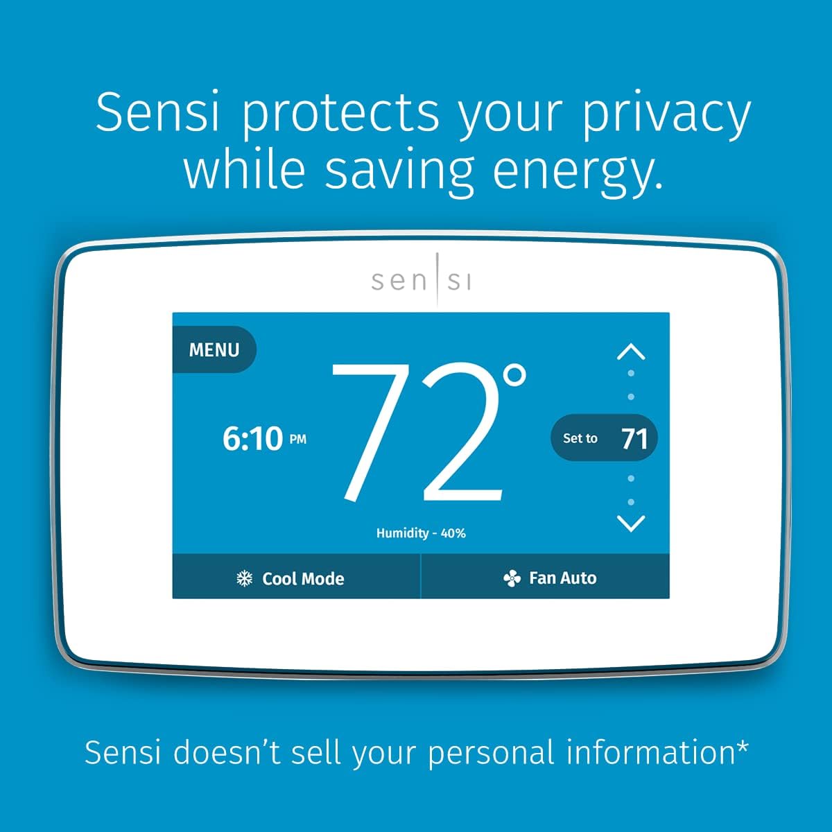 Sensi Touch Smart Thermostat by Emerson with Touchscreen Color Display, Programmable, Wi-Fi, Mobile App, Easy DIY, Data Privacy, Works with Alexa, Energy Star Certified, ST75 - Black, C-Wire Required