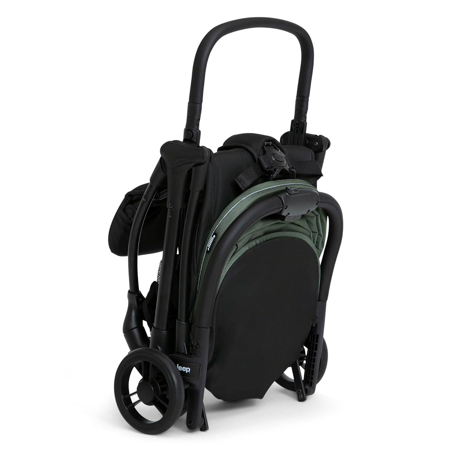 Jeep Altitude Compact Travel Stroller by Delta Children Greenguard Gold, Easy One Hand Fold, Lightweight, Extendable Canopy with Peek-a-Boo Window, Reclining Seat, 4 Wheel Suspension, Olive Green