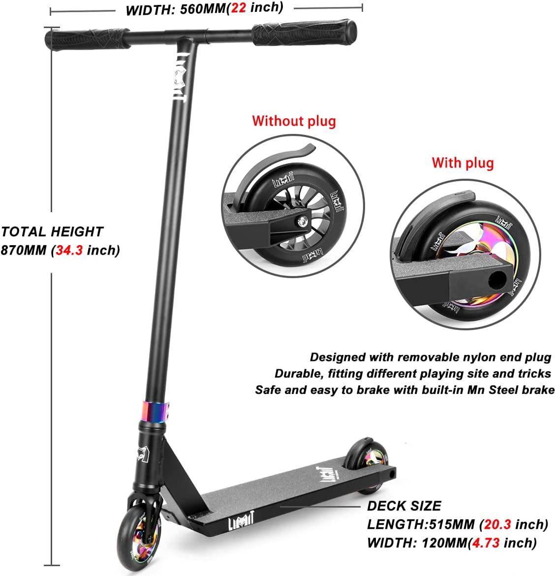 LMT69 Professional Scooter-Trick Scooter-Intermediate Beginner Stunt Scooter Suitable - Children, Teenagers Adults 8 Years Old Above