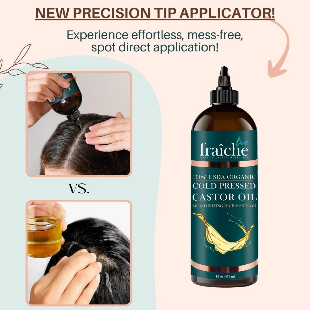 Organic Castor Oil Eyelash Growth Serum, Eyebrow Lash Serum for Hair Growth
