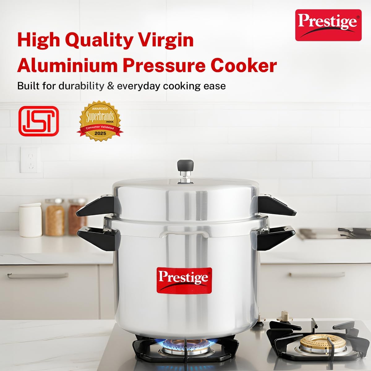 Prestige Popular Aluminum Pressure Cooker, 5 L, Silver