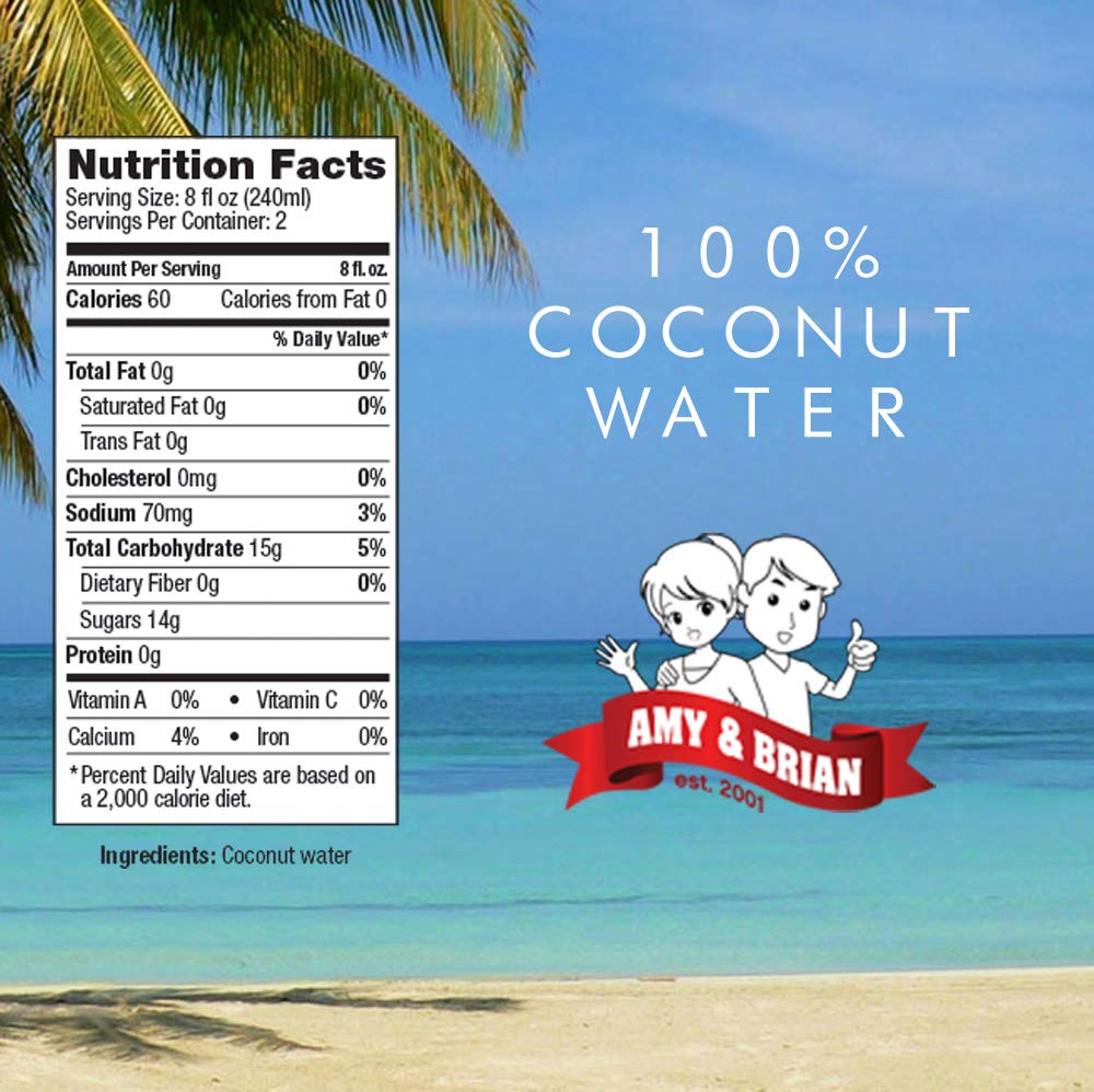 Amy & Brian Non-GMO Coconut Water, Original, 17.5 Fl Oz (Pack of 12)