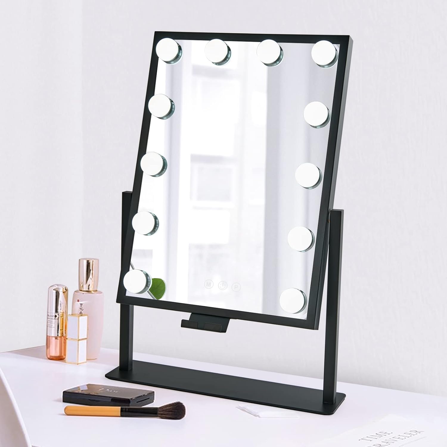 BWLLNI Lighted Makeup Mirror, White Vanity Mirror with Lights,9 LED Bulbs