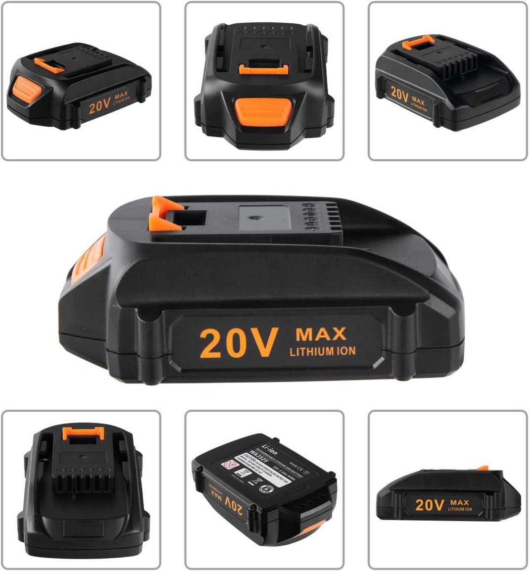 Replacement 20V Battery and Charger Starter Kit, WA3525 Lithium Battery and Charger WA3732 Compatible with Worx 20-Volt Cordless Power Tools