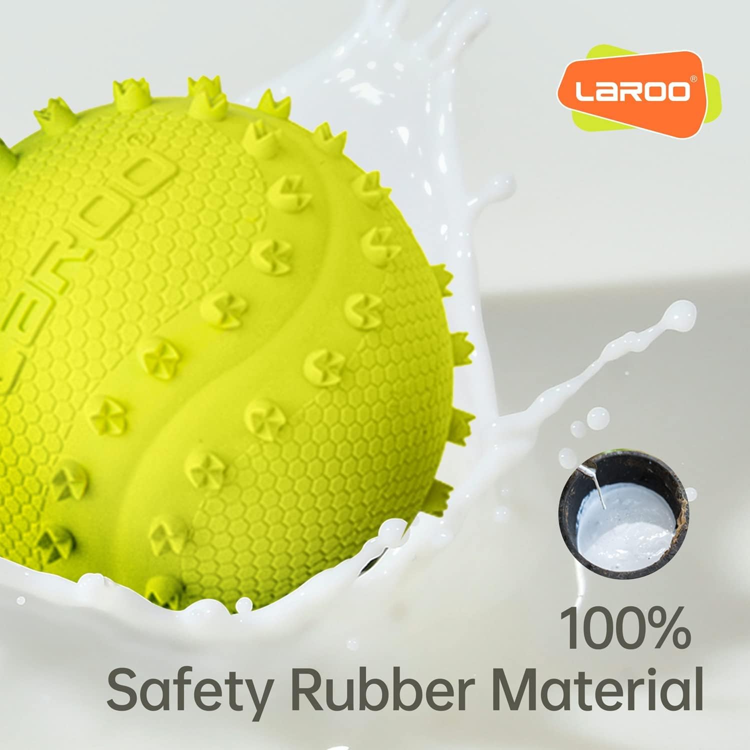 LaRoo Squeaky Dog Ball Toy,Durable Natural Rubber Squeaker Ball Throwing Training,Teeth Cleaning Chew Toy for Pet Medium and Large Dogs (3.5In Green)
