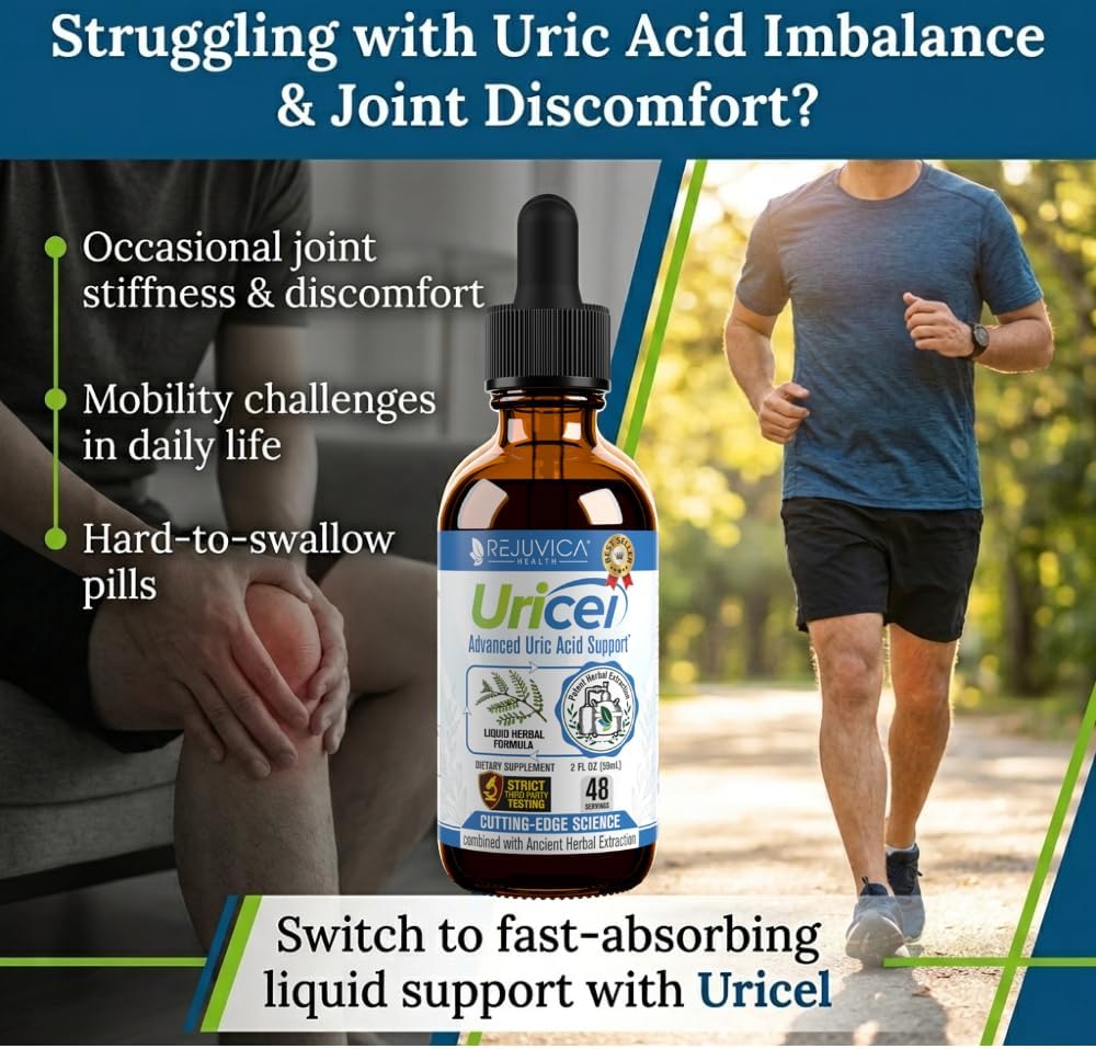 Uricel - Uric Acid Supplement - Tart Cherry & Chanca Piedra & Raw - 2 fl oz