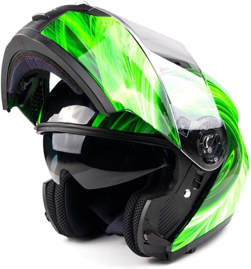 Adult Modular Motorcycle Helmet DOT w/Retractable Sunglass Full Face Flip-up Typhoon TH158