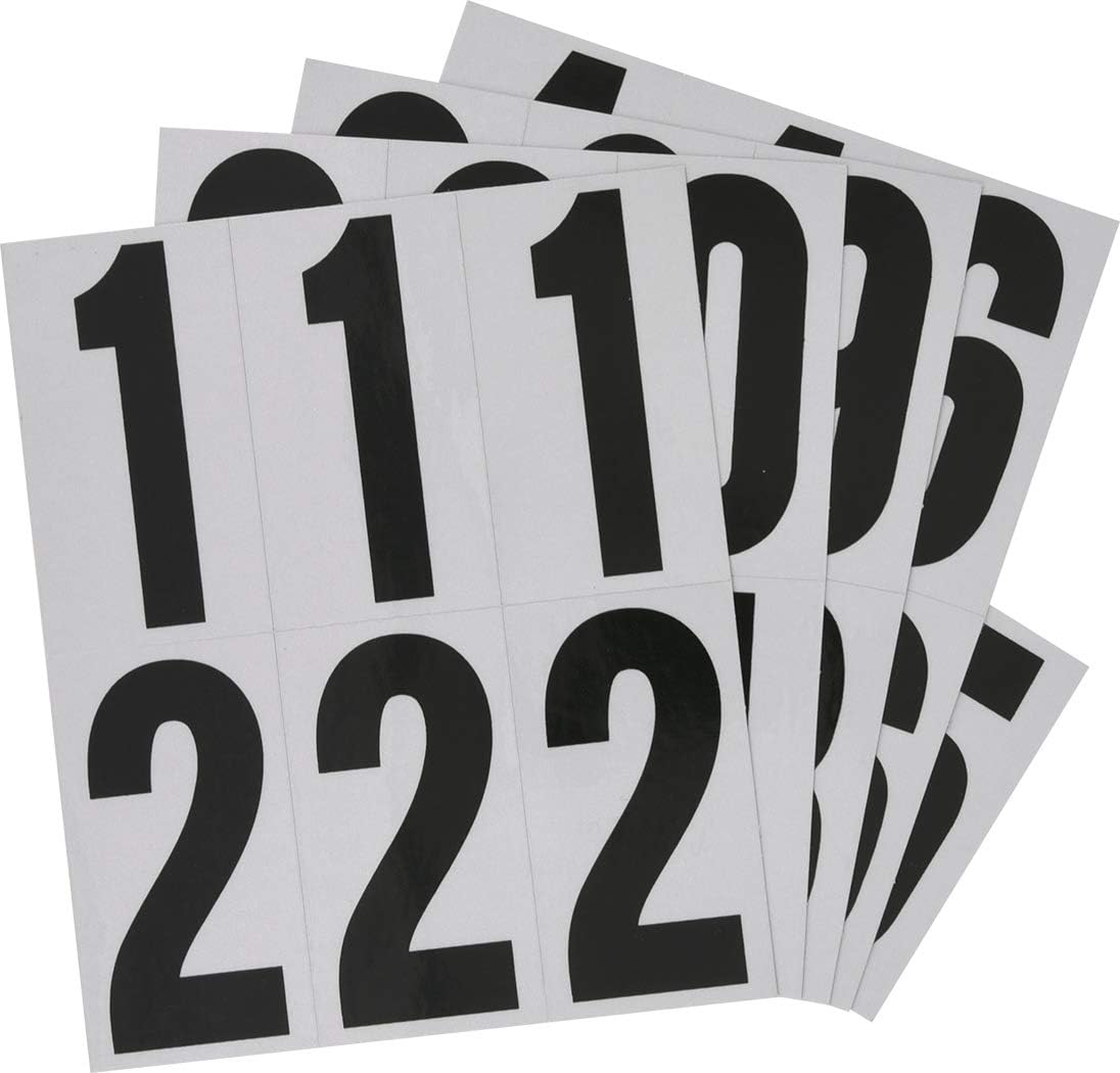 Hillman Reflective Adhesive Mailbox Number Pack, 3", Black and White 843445 | Square-cut vinyl, Self-adhesive reflective numbers for mailboxes, doors