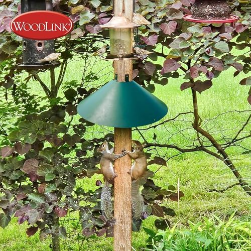 Woodlink Metal 4 x 4 Inch Wrap Around Bird Feeder Squirrel Baffle Guard Pole Posts to Deter Squirrels, Racoons, and Critters from Bird Feeders, Green