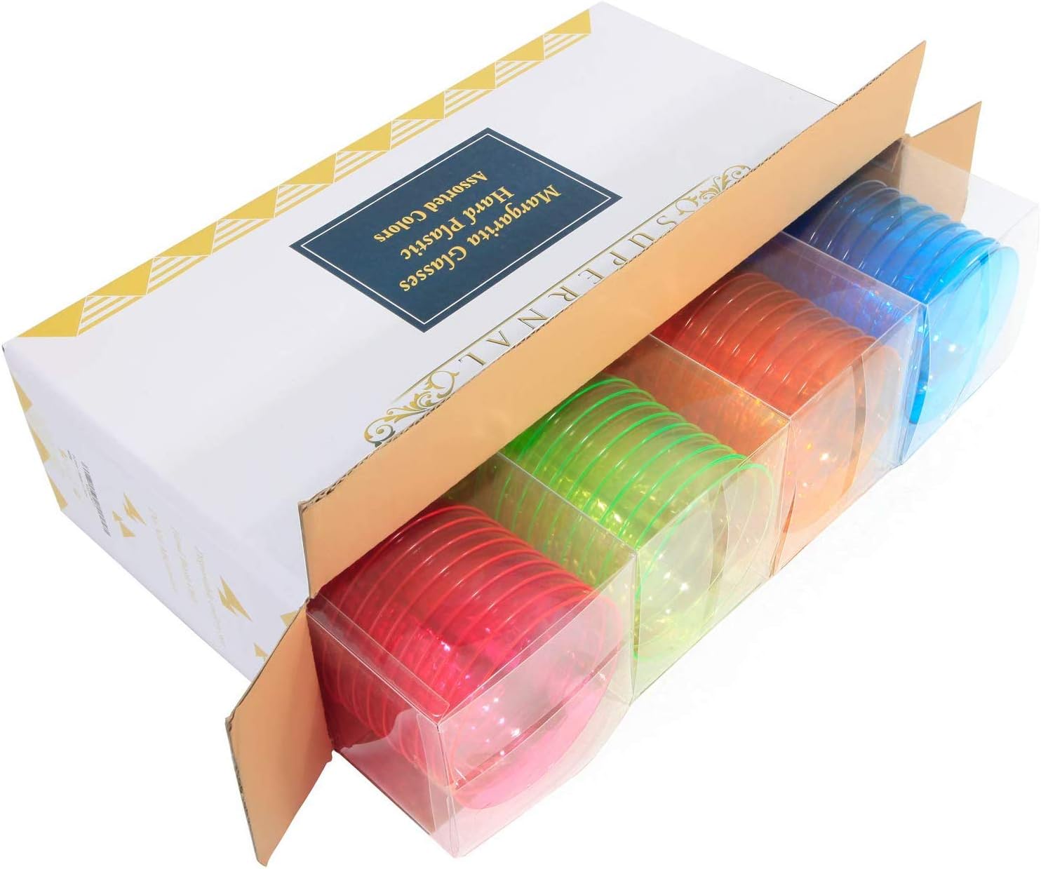 supernal 36pcs Neon Plastic Margarita Glasses Bulk