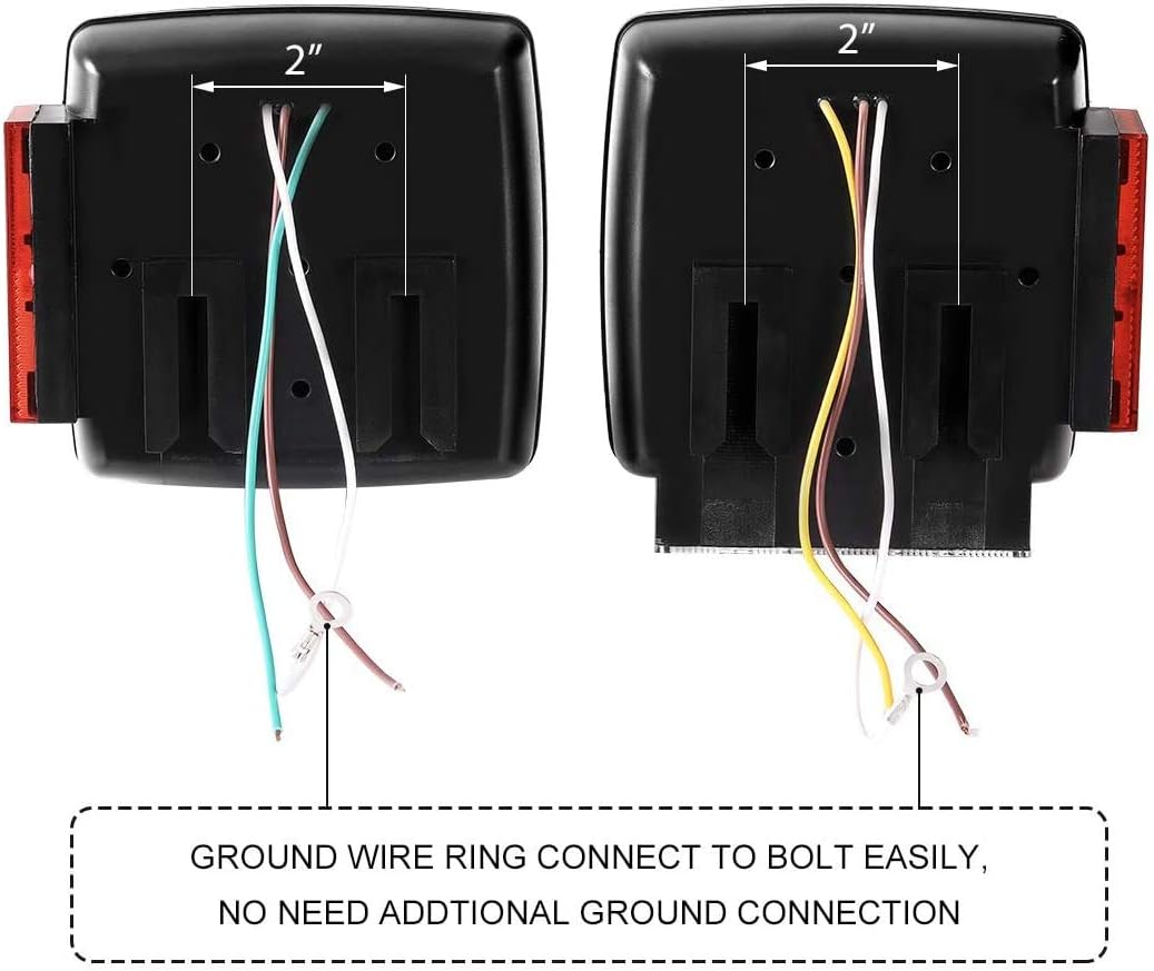 MAXXHAUL 50343 12V LED Submersible Left and Right Trailer Lights for Trailers Less than 80" Wide