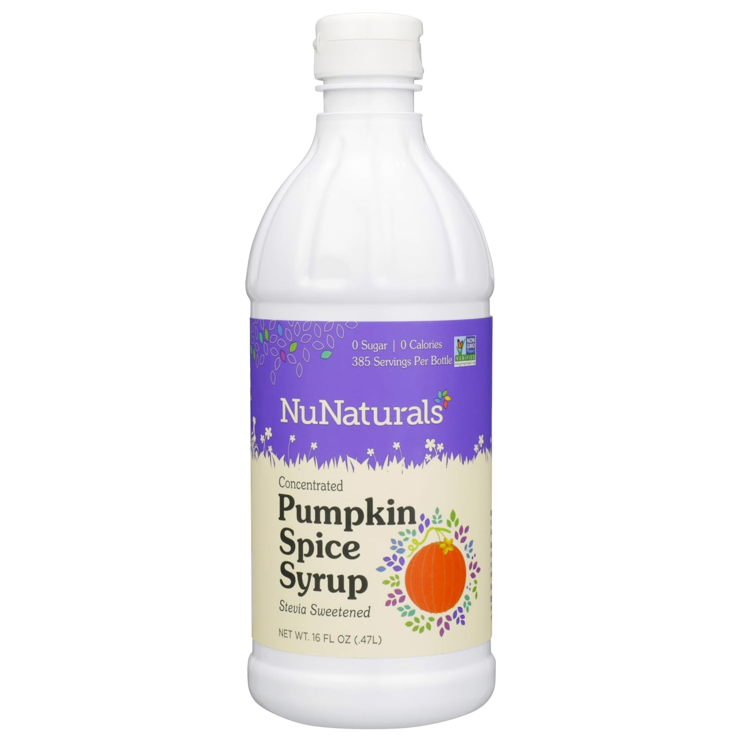 NuNaturals Stevia Syrup Sweetener, Chocolate, Sugar-Free, 16 oz