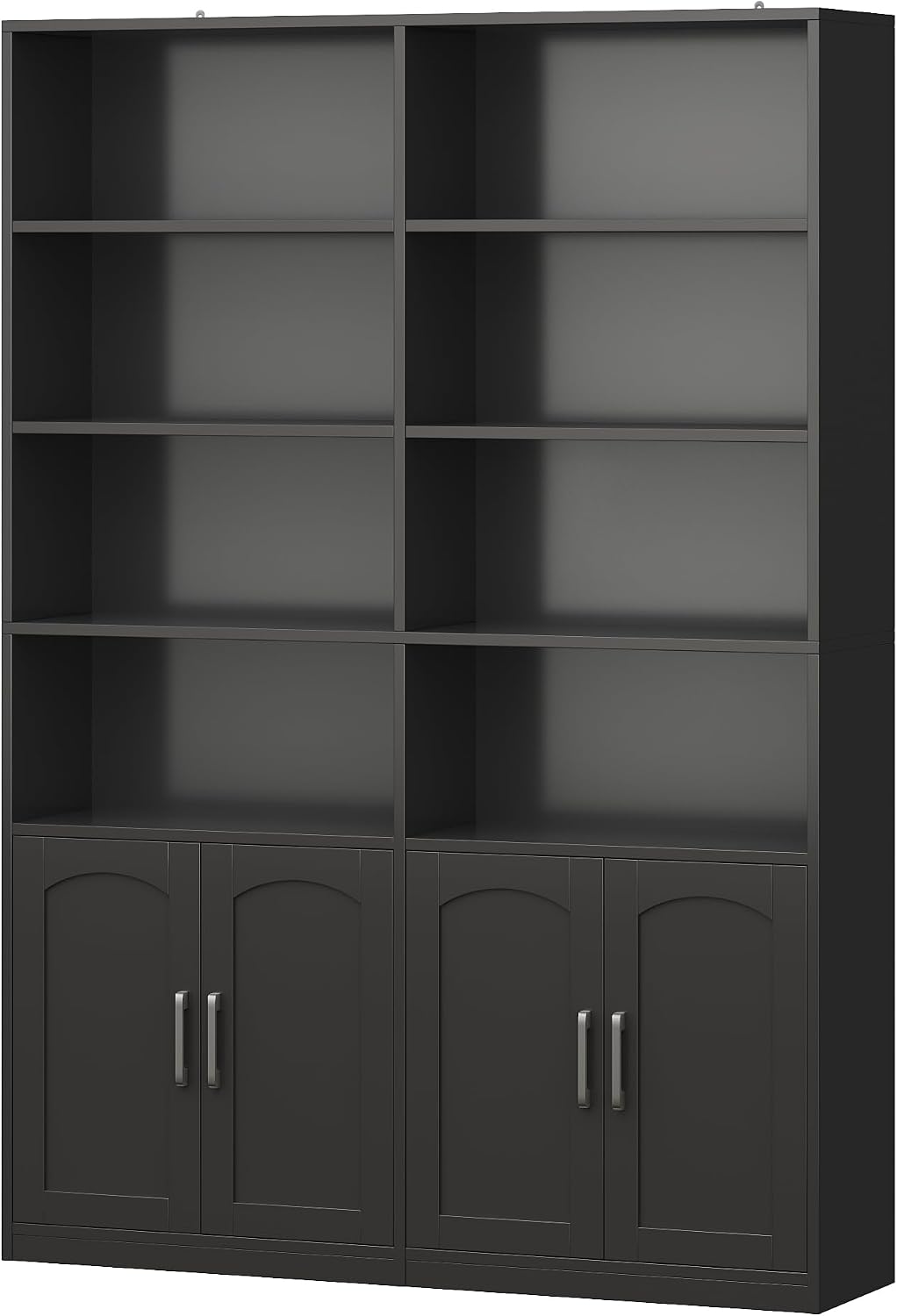 Bookshelf and Bookcase with Doors, Double Wide Large Bookshelves | Industrial Open Display Shelves 6 Tier, 73'' Tall Bookshelf with Storage Cabinets for Office,Home, Living Room, Library,White