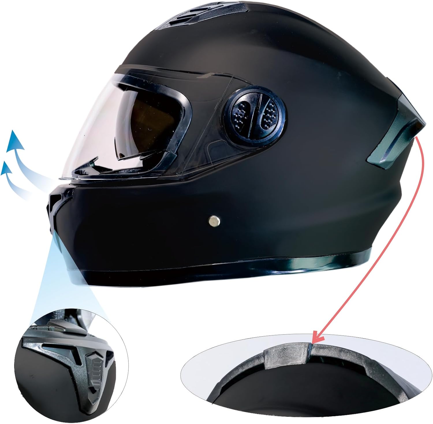 Full Face E-Bike Helmet Black DOT Dirt Bike Casual Dual Visor Helmet