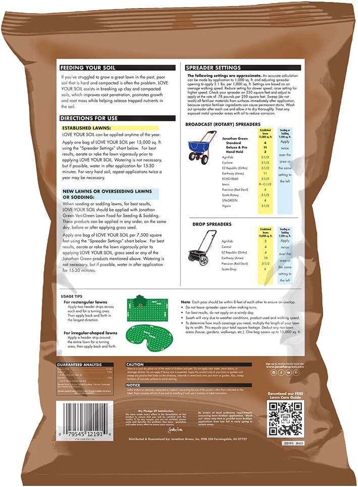 Jonathan Green (12191) Love Your Soil, Soil Food for Lawns in Hard Soils - Soil Amendment for Grass & Vegetable Gardens (15,000 Sq. Ft.)