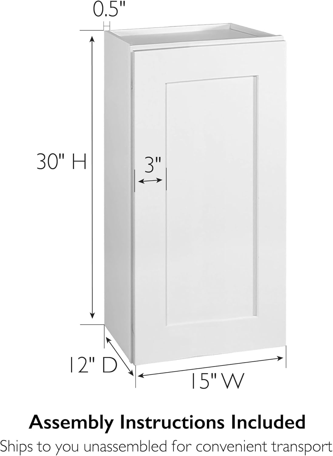 Design House Brookings Kitchen Wall Cabinet, 12", White | Adjustable Shelves, Adjustable Hinges, Wall Mount, Contemporary/Modern, Wood, Kitchen, 561530