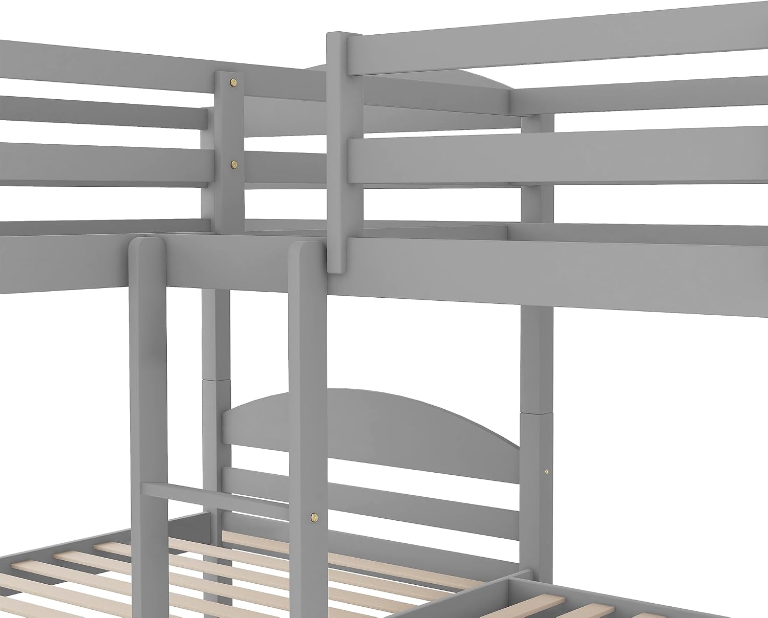 Harper & Bright Designs Twin L-Shaped Bunk Bed with Trundle, Can be Divided into Two L-Shaped Beds, No Spring Box Needed (Grey)