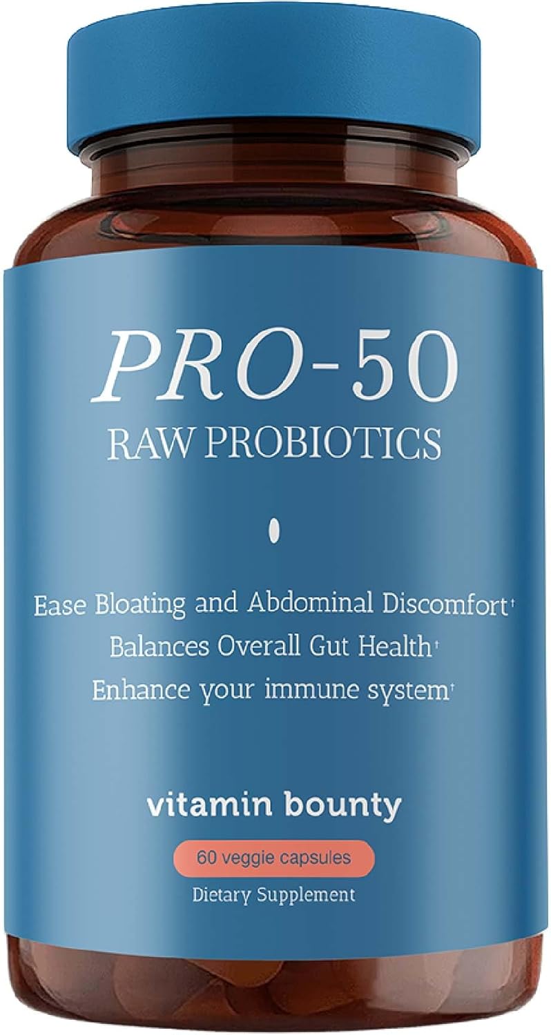 Vitamin Bounty Pro-50 Probiotic 50 Billion CFU - 13 Strain Supplement for Men & Women + Prebiotics - Digestive Health & Gut Support - Lactobacillus & Bifidobacterium - Delayed Release Capsules, 2 Pack
