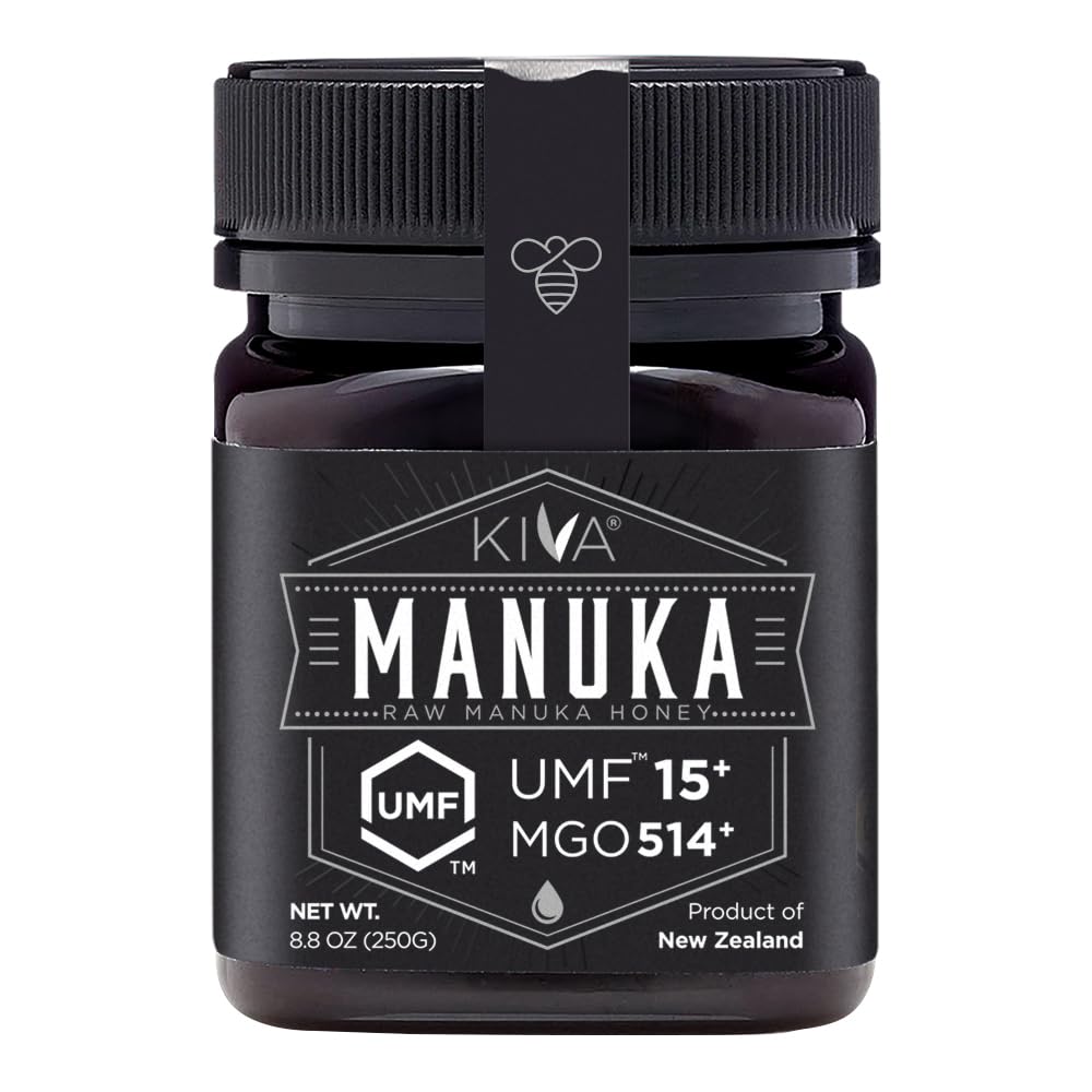 Kiva Raw Manuka Honey - Certified UMF 15+, MGO 514+ 100% Pure Genuine New Zealand, Non-GMO, Traceable (8.8oz/250g Bottle)