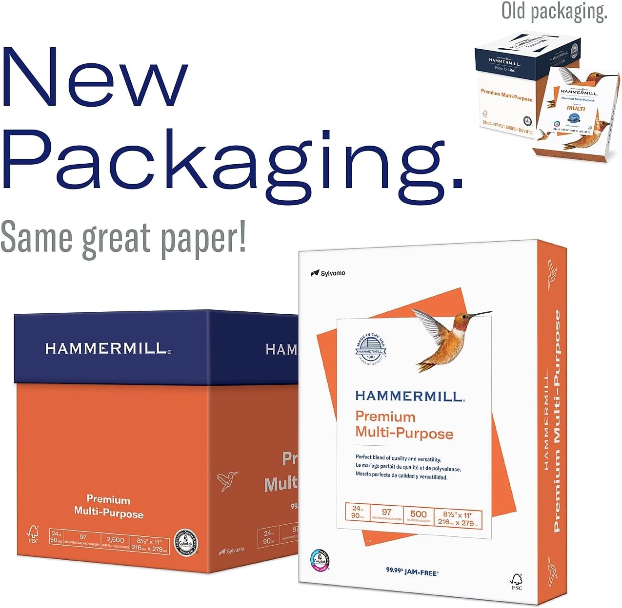 Hammermill Printer Paper, Premium Multipurpose Paper 20 lb, 8.5 x 11-5 Ream (2,500 Sheets) - 97 Bright, Made in the USA, 105910C