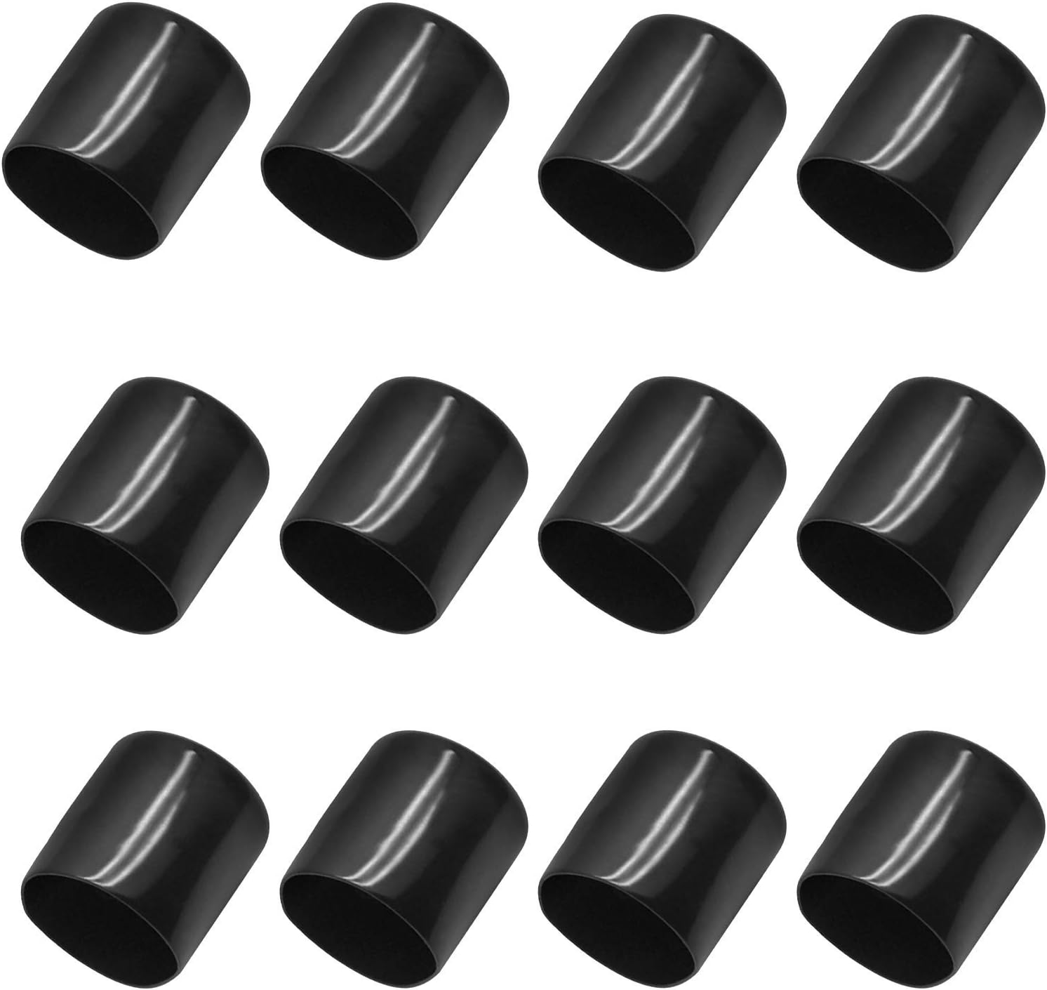 Bonsicoky 12Pcs Round Rubber End Caps 5/8" (16mm) ID, Black