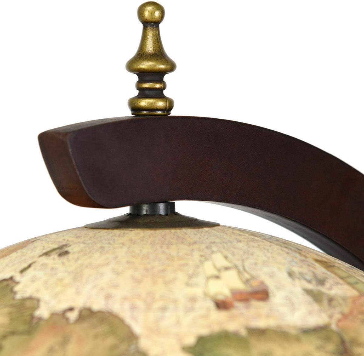 17" Wood Globe Wine Bar Stand Liquor Bottle Shelf Cart 16th Century Italian Rack