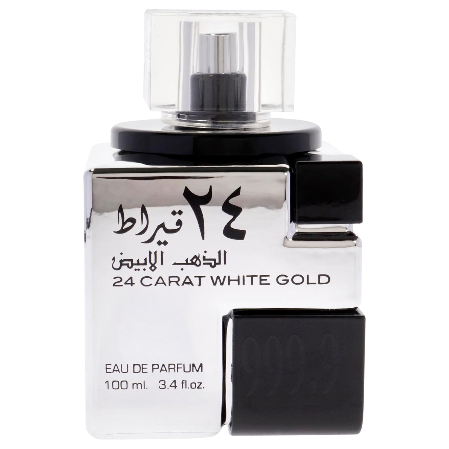 Lattafa 24 Carat White Gold – Fresh, Spicy, Woody – Eau de Parfum Spray Long-Lasting Fragrance for Unisex, 3.4 Ounce / 100 ml