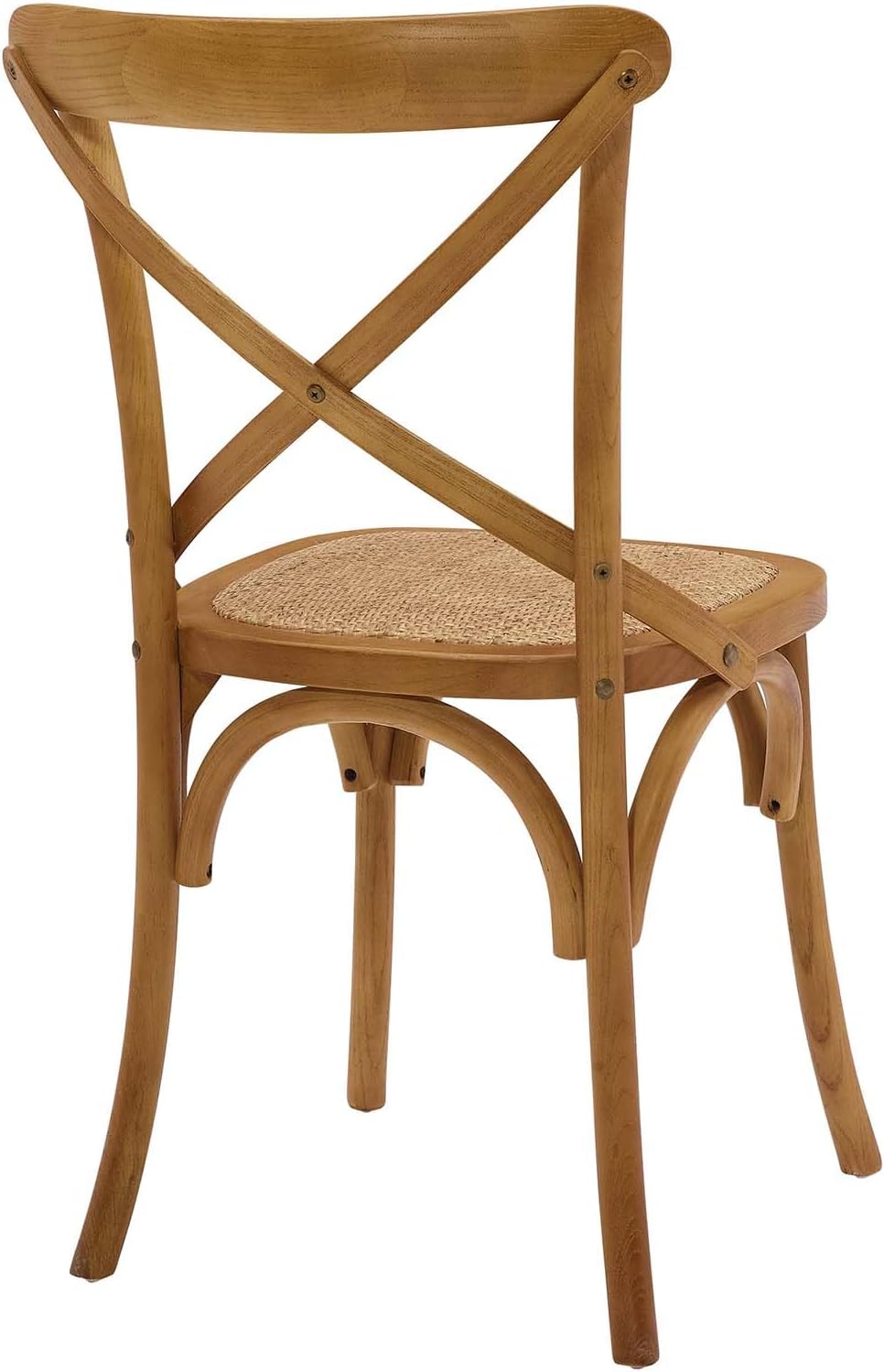 Modway Gear Rustic Modern Farmhouse Elm Wood Rattan Dining Chair in Gray