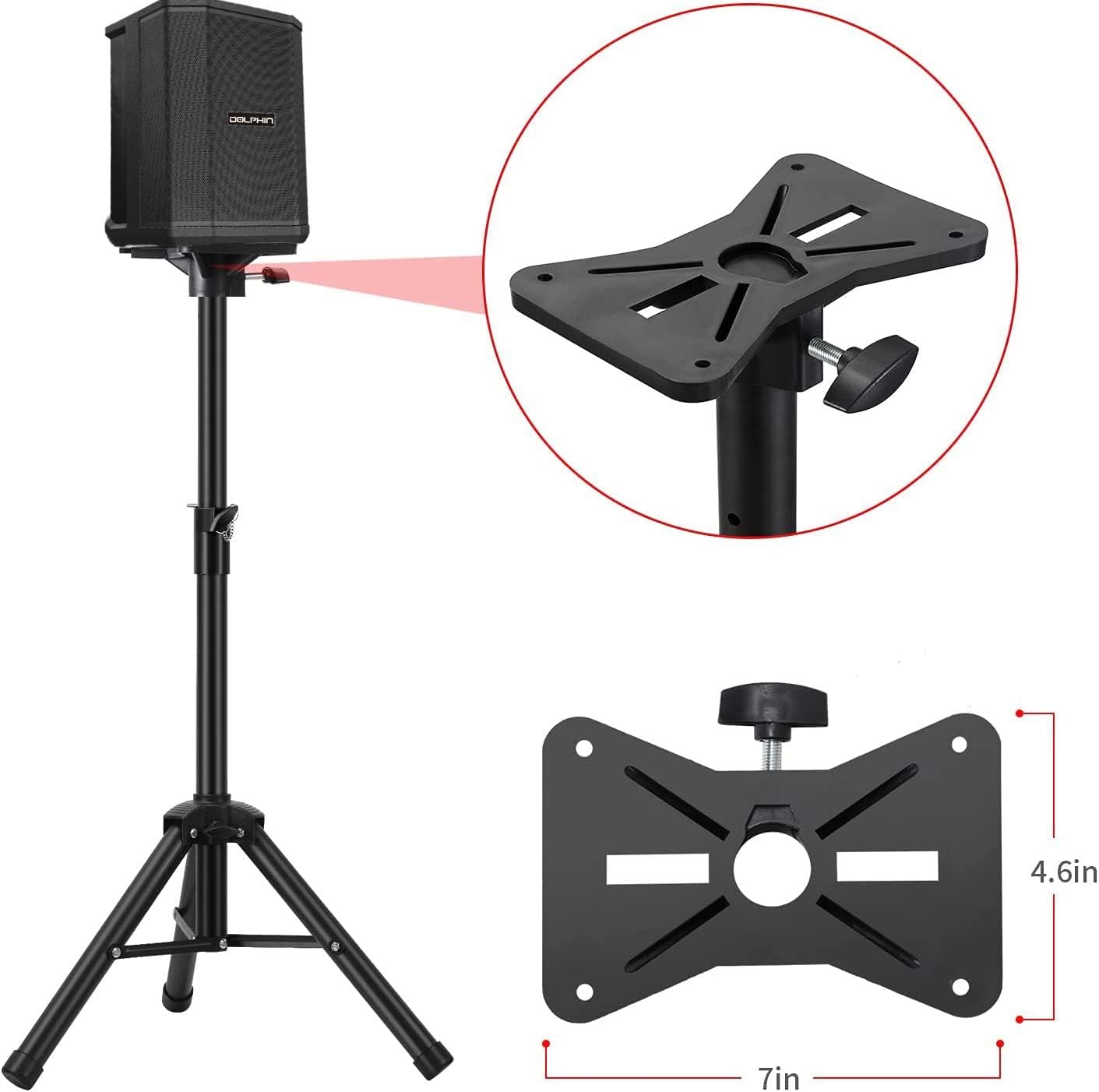 Dolphin SP-2120RBT Dual 12" Party Speaker with Stand Bundle – High-Power Bluetooth Speaker with Sound-Activated Lights & Adjustable ST-200 Stand
