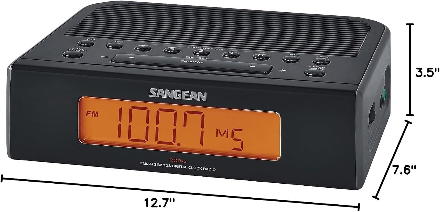 Sangean RCR-5 Digital AM/FM Clock Radio, White