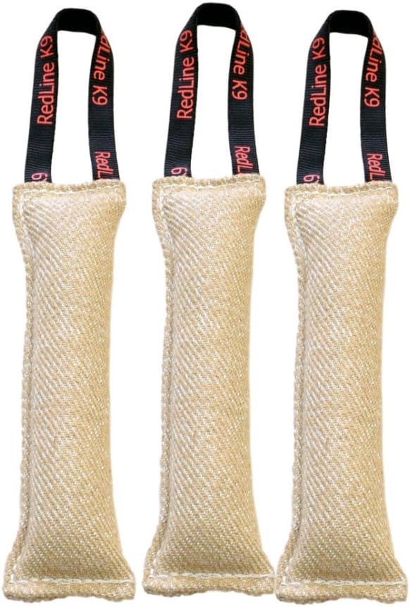 Redline K9 Bundle of 3 Jute Tug Toys 3" x 8" with 1 Handle
