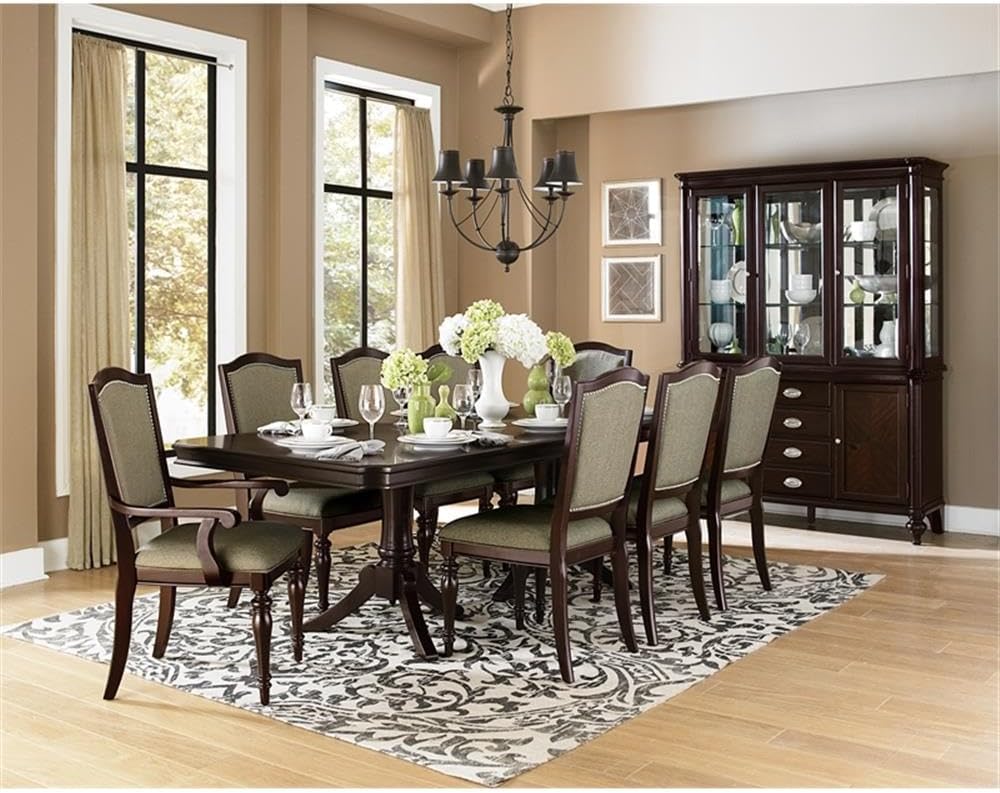 Homelegance Marston Sophisticated Dining Chairs with Serpentine Back with Nail Head Accent (Set of 2), Cherry