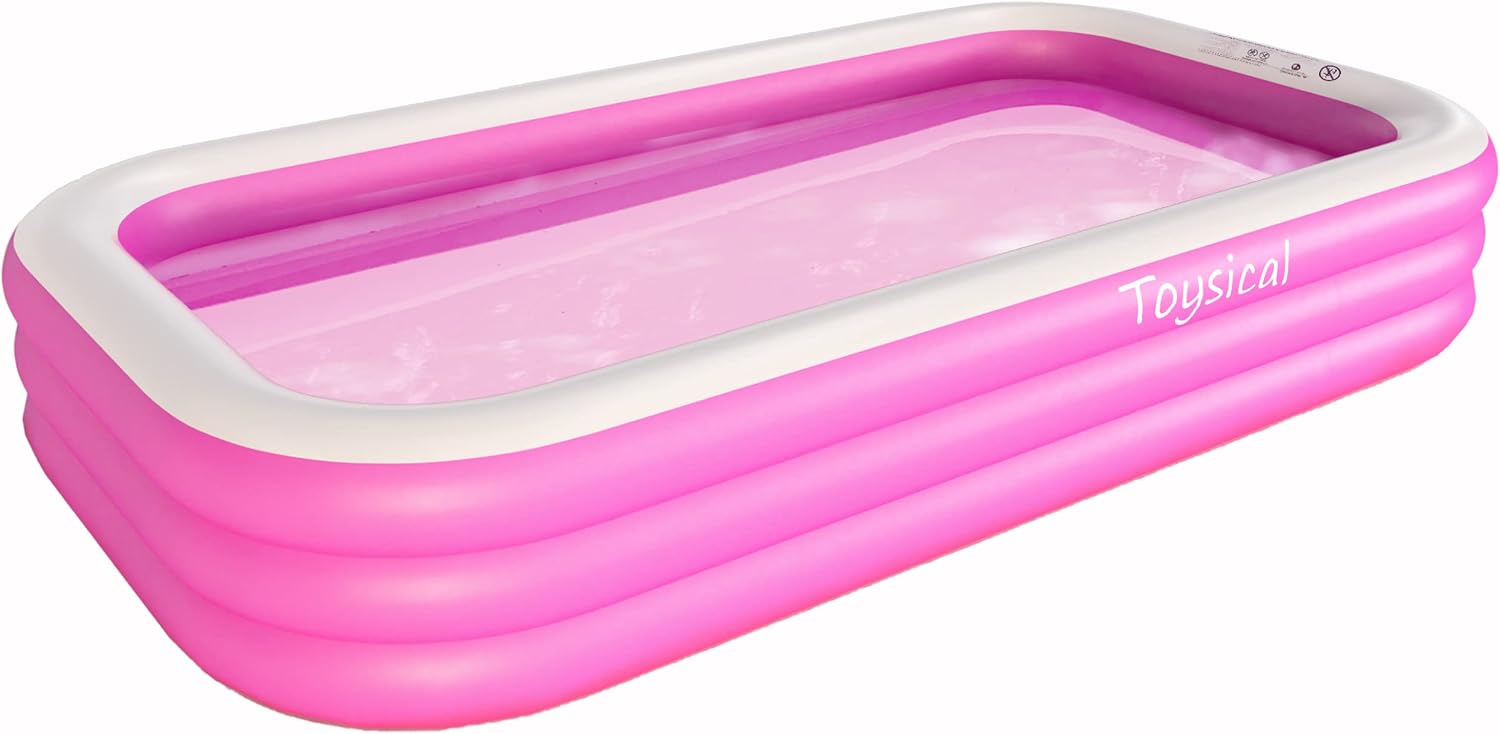 Toysical Inflatable Pool for Kids and Adults with Pump - 118 x 72 x 22 - More Durable Than Other Blow up Pools for Adults - Includes Patches